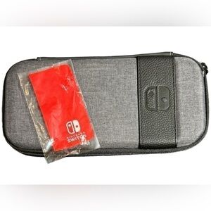 Nintendo Switch Carrying Case Black & Grey w/ Mesh Pocket and internal strap GUC